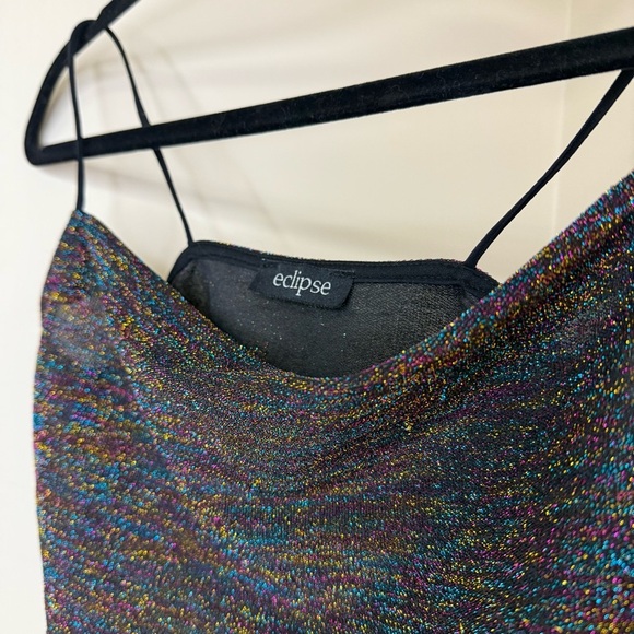Eclipse Glittery Crop Top with Rainbow Sparkles | New Years Eve Outfit Staple - Picture 4 of 4